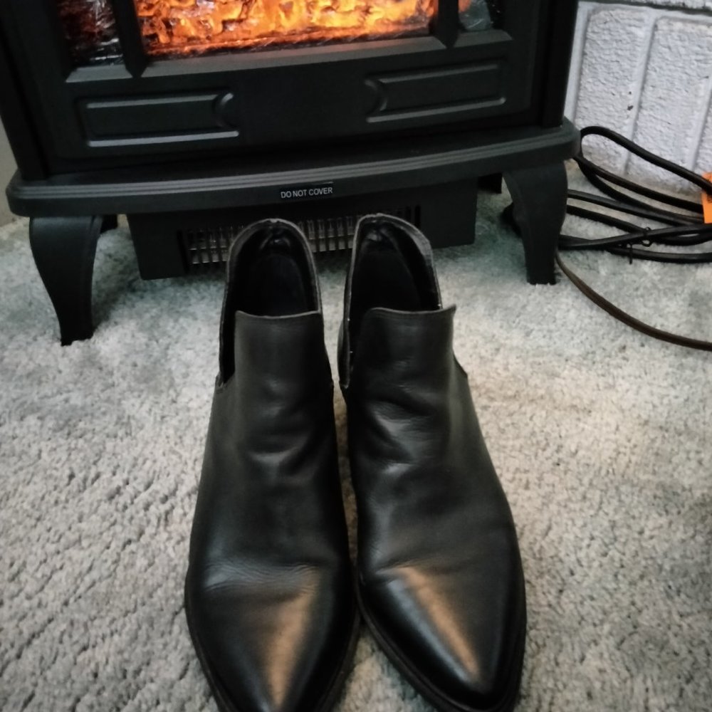 black leather booties